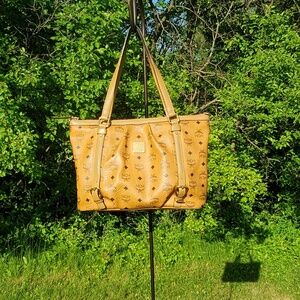 🤑SOLD🥳    MCM COGNAC  VISETOS 2-WAY SHOPPER SHOULDER BAG WITH CROSSBODY OPTION